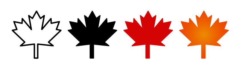 Autumnal Maple Line Icon. Seasonal Foliage Icon in Outline and Solid Flat Style.