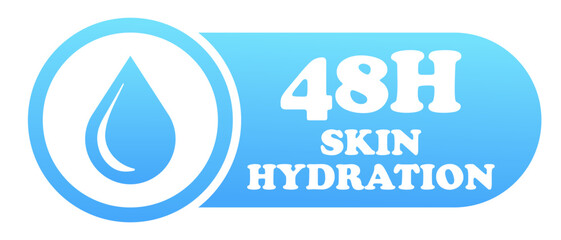 48 Hour hydration banner. Business, advertising, announcement, promotion, logo design. Moisturizing, moisturizer, water drop, aqua, balance, skin, hair, protection, korean, hyaluronic acid, cosmetics
