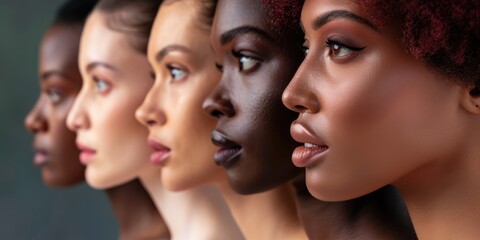 portrait of diverse group of beautiful females