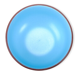 Top view Blue bowl isolated on white background