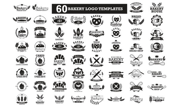 Bakery logo templates Vector, Mega vector bundle