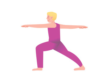 Fototapeta na wymiar Man in Purple is Performing Yoga Exercises | Yoga Activity