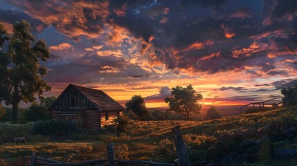 sunset in the mountains