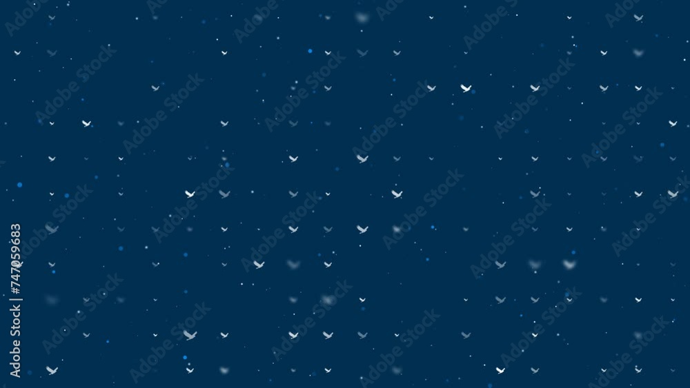 Poster template animation of evenly spaced eagle symbols of different sizes and opacity. animation of trans