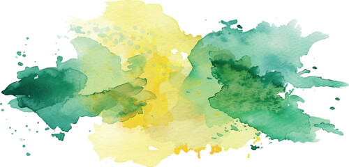 watercolor abstract isolated background green and yellow colors