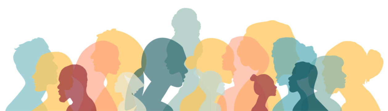 People of different ethnicities stand side by side together.