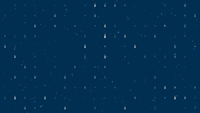 Template animation of evenly spaced champagne symbols of different sizes and opacity. Animation of transparency and size. Seamless looped 4k animation on dark blue background with stars