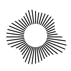 Circular frame with radial black concentric particles