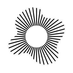 Circular frame with radial black concentric particles