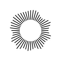 Circular frame with radial black concentric particles