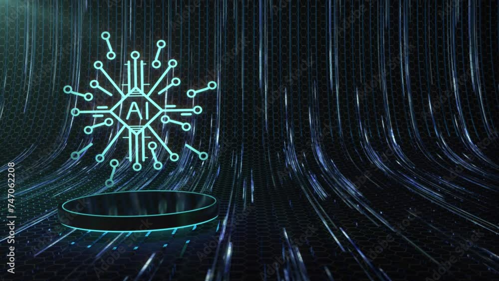 Poster artificial intelligence ai background loop technology a. this technical backdrop is loopable.