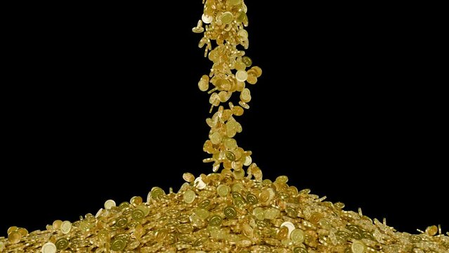 gold coin drop 3d animation