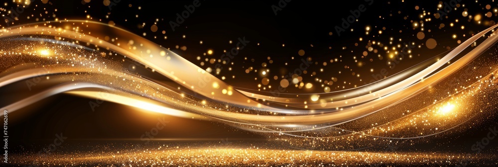 Poster dark abstract design background with futuristic waves and magical bokeh ideal for creativity