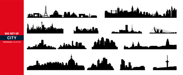 city skylines design. Set of vector cities silhouette - obrazy, fototapety, plakaty