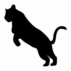 silhouette of a black tiger jumping