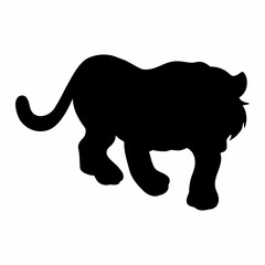 silhouette of a black tiger jumping