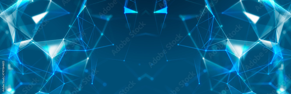 Poster polygonal background with dots and lines. network connection structure. science and technology. 3d