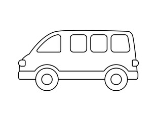 van outline for coloring book template, van car illustration for kid worksheet printable