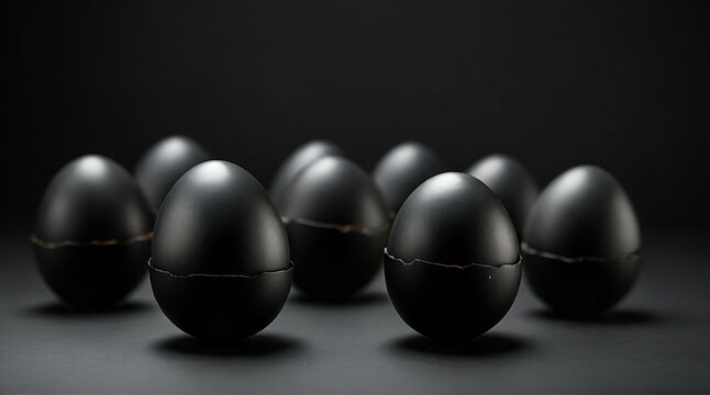 Easter eggs on a black texture background. Easter eggs on a black texture background.  generative ai 