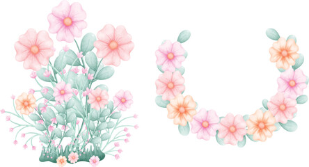 Obraz premium Hand-Drawn Watercolor flower Clipart: Create Beautiful Floral Designs with Ease