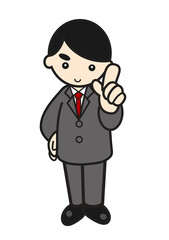 指を差しポーズのスーツ男性