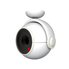 round security camera in realistic 3D design on a white background. Security camera isolated 3d icon.
