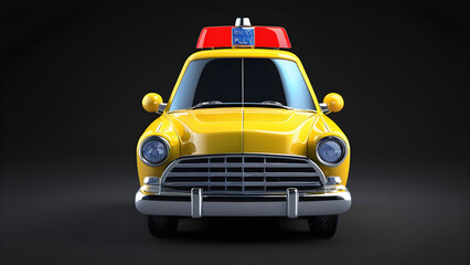 yellow police car on a black background