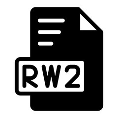 Rw2 Icon Glyph design. image extension format file type icon. vector illustration