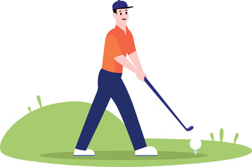 a man playing golf flat style isolate on background