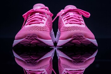 pink running shoes for women on a black background - Powered by Adobe