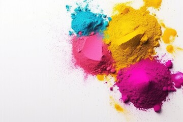 Colorful Powdered Paint Exploding onto a White Background