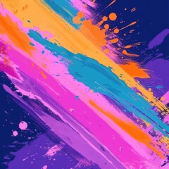 Colorful Paint Splashes on Canvas