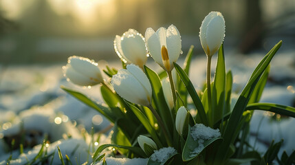 white tulips litten by spring sunlight (2)