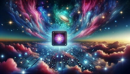 Tech Essence in Cosmic Dreamscape