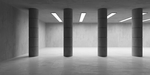 Grungy room with concrete walls. Old stone interior