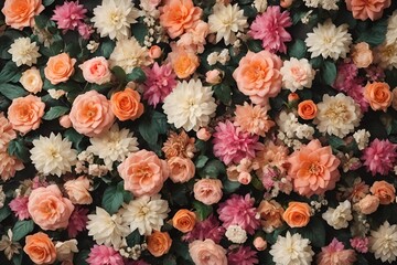 Flowers Wall for Background in vintage style.