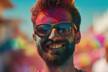 Colourful man with a beard and sunglasses. Fictional Character Created By Generated By Generated AI.