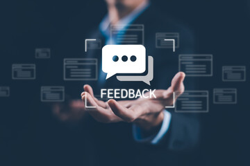 Customer review satisfaction feedback survey concept, User give rating to service experience on...