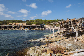 Fototapeta na wymiar traditional dry dock, S´Algar, Formentera, Pitiusas Islands, Balearic Community, Spain