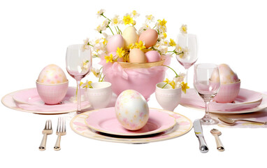 Radiant Easter Dinner Arrangement Filled with Joyous Spirit Isolated on Transparent Background PNG.