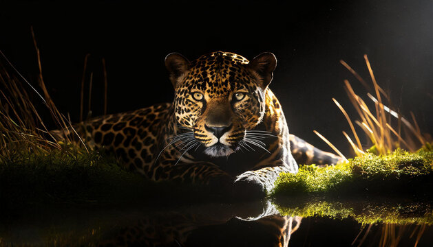 Close up Of Leopard Mouth With Black Background 4K Wallpaper