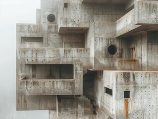 Concrete Giants: Raw strength embodied in imposing, rough surfaces of industrial foundations.