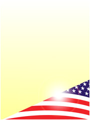 US flag corner on yellow background design template with copy space for text.