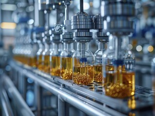 Biotechnology in production: Genetically engineered organisms produce pharmaceuticals and chemicals in bio-reactors, blending biology with industrial manufacturing.