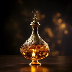 gold plate with dry dates on a wooden table