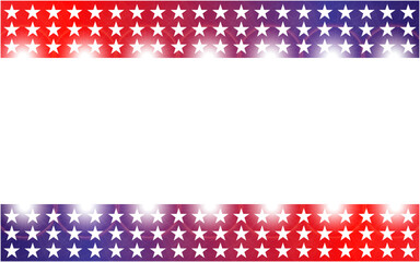 American flag symbols frame with stars and glowing lights with blank space.