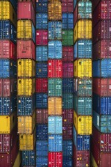 The vibrant colors and patterns at the port convey tales of worldwide trade and logistics operations.