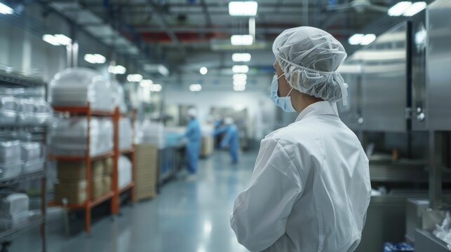 Explore the mesmerizing efficiency and hygiene dance within a food processing factory converting fresh ingredients into packaged goods.