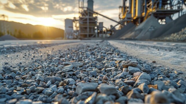 The underfoot texture of industrial landscapes conveys the weight and movement of production through grit and gravel surfaces.