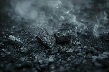 Soot and ash, a dark reminder of energy's cost, cling near furnaces and incinerators as powdery residue. - obrazy, fototapety, plakaty